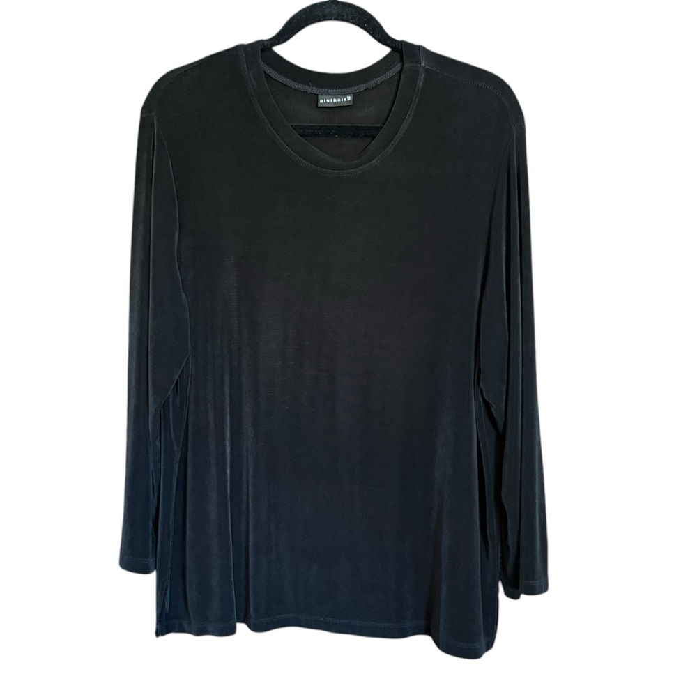 Citiknit Black Travelers Wrinkle Resistant Long Sleeve Tunic Top Size Small